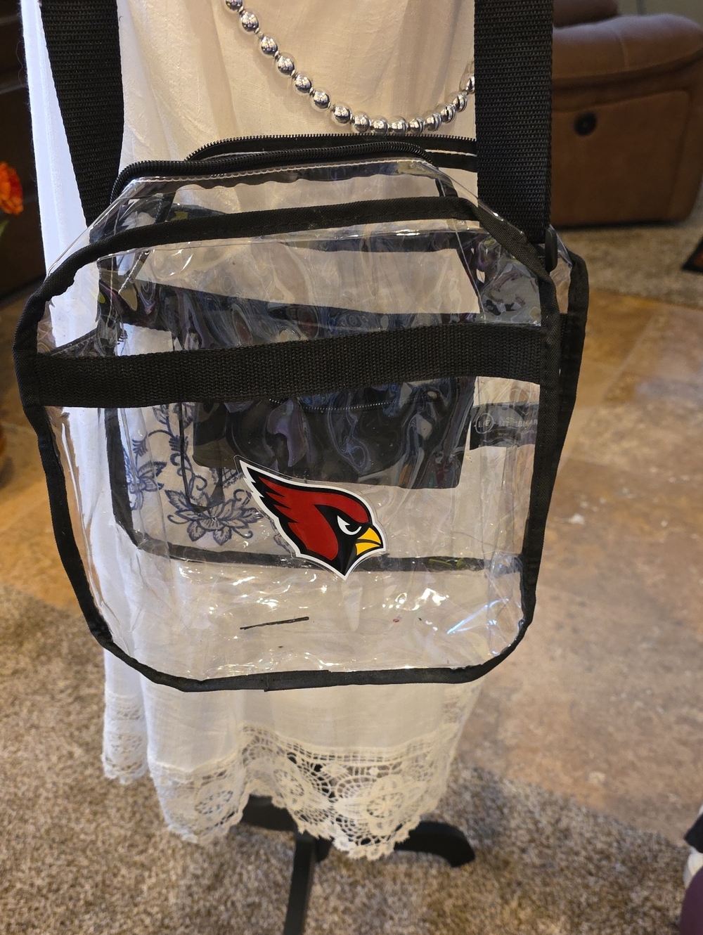 Little Earth Clear Crossbody Bag with Arizona Cardinals Logo - Black and Red